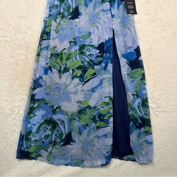 Lulus‎ Flowery Passion Blue Floral Print Cowl Neck Midi Dress Women’s Small NEW - Picture 6 of 14